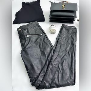 H&M Divided Black Faux leather skinny pants Great condition size 8 ribbed thigh